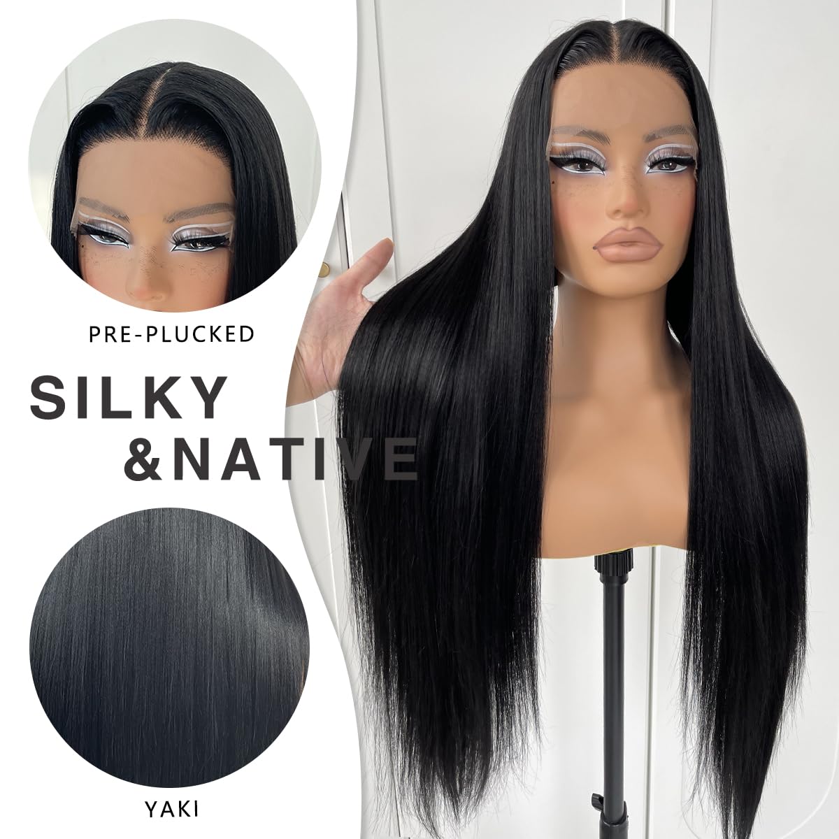 Amazon.com : MITIMES 32inch Long Straight Lace Front Wigs Natural